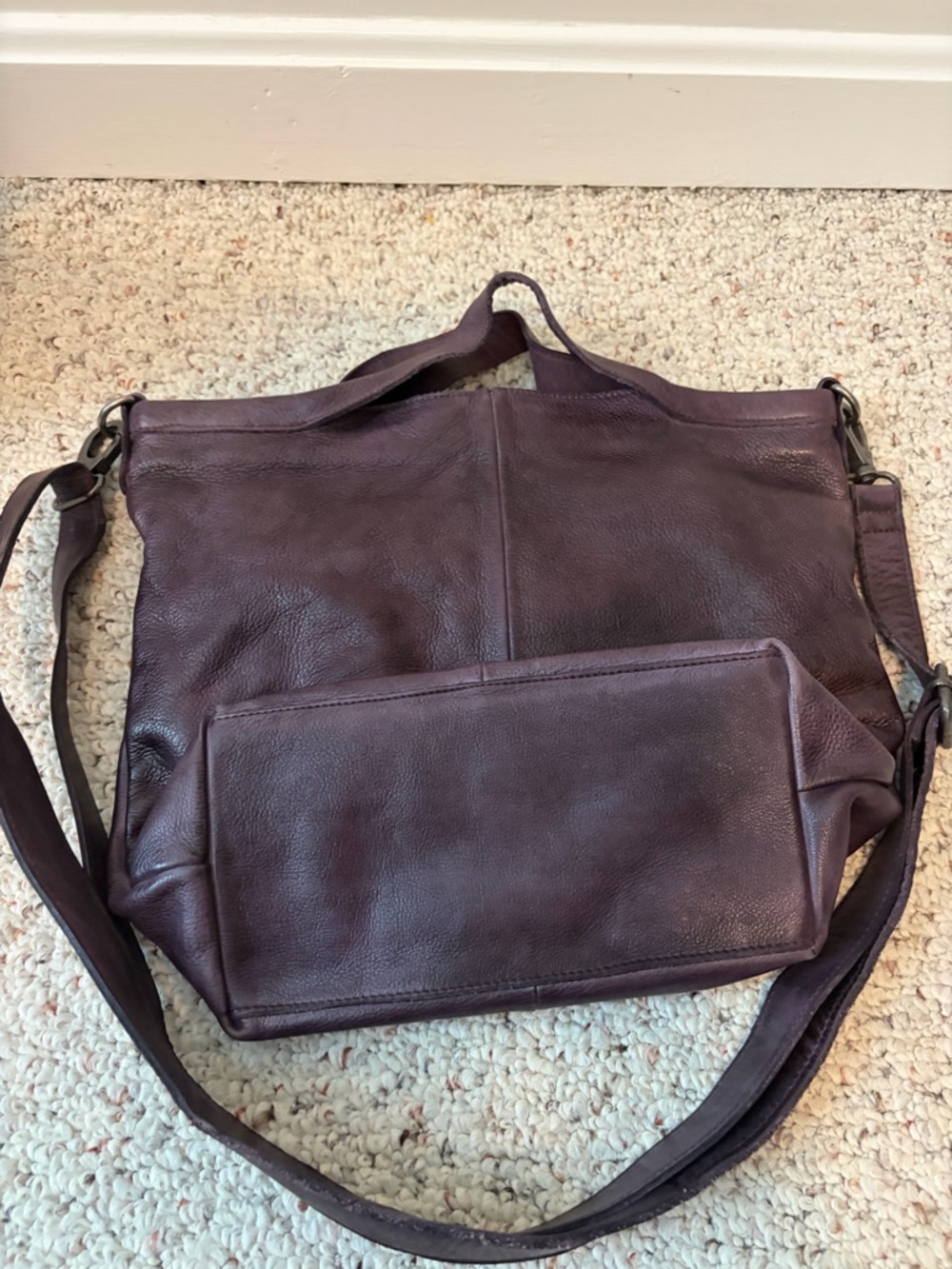 Latico Leather Crossbody Tote in Eggplant - Picture 2 of 4
